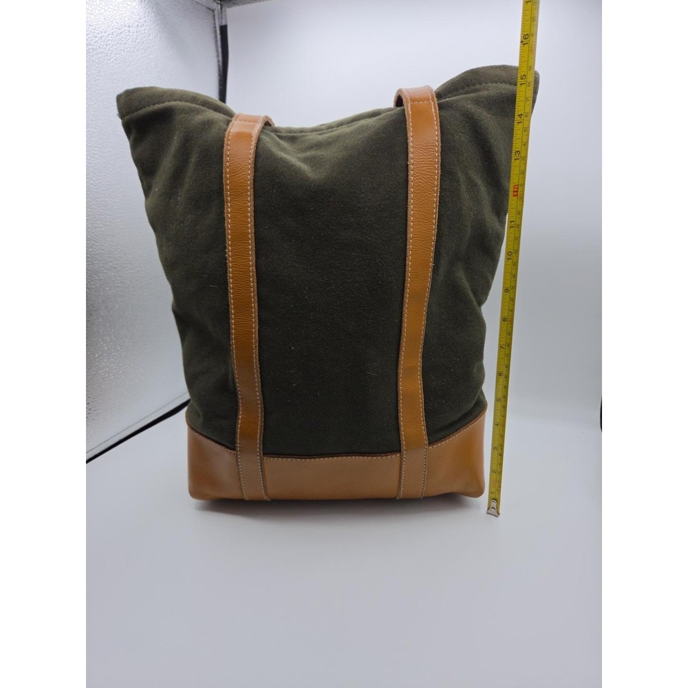 Pendleton Thomas Kay Wool Leather Tote Bag Olive Green Tan USA Made